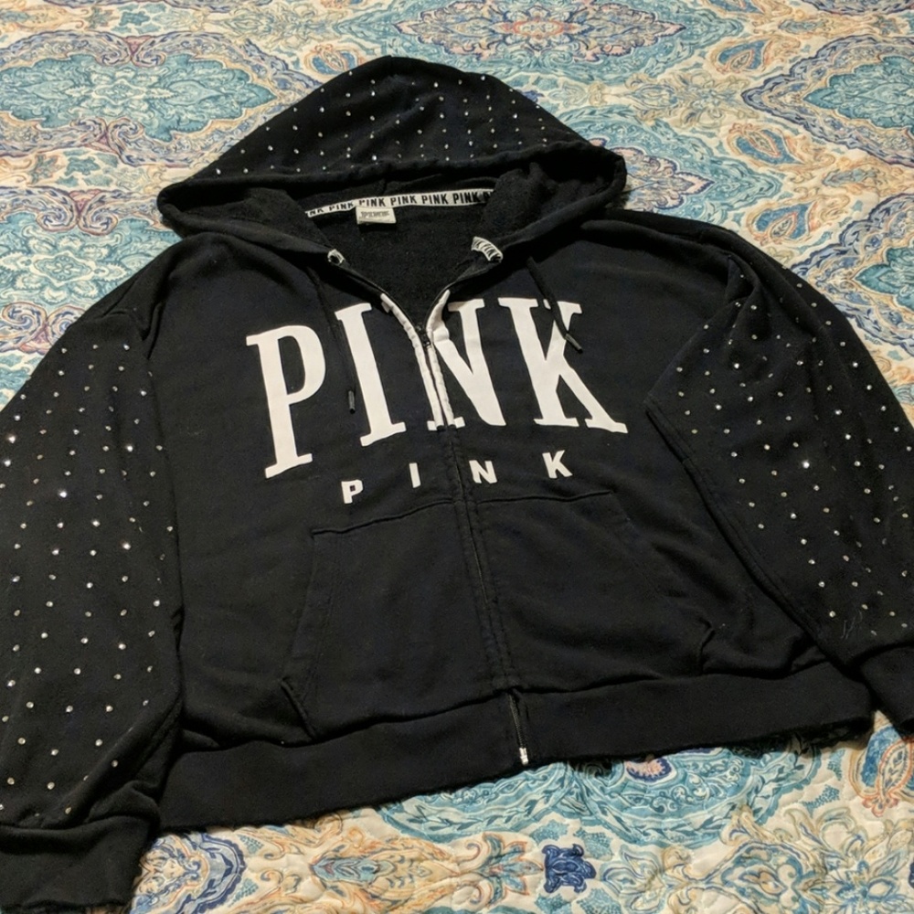 Victoria secret pink bling beaded full zip